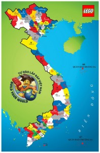 Mô hình Bản đồ Việt Nam sẽ được các em thiếu nhi lắp ghép bằng gạch Lego để lập kỷ lục