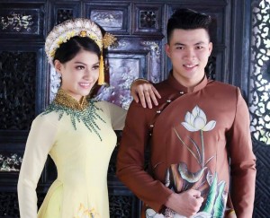 Hoa khôi Bảo Trân và Nam vương Minh Tân đón xuân với bộ ảnh áo dài sen truyền thống
