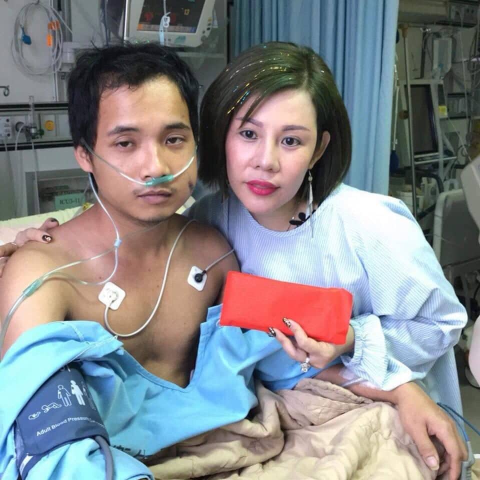 Hoa hậu Châu Mai Thảo đến thăm nạn nhân Phạm Cửu Tín tại bệnh viện