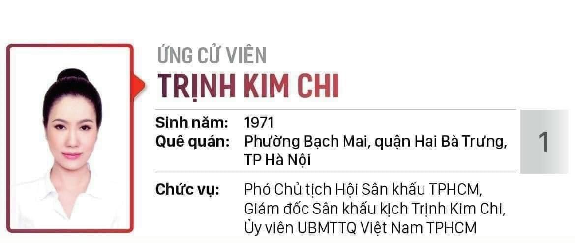 NSƯT Trịnh Kim Chi ứng cử đại biểu HĐND TP.HCM nhiệm kỳ 2021-2026