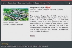 Quảng cáo "Saigon Beverly Hills" ở... Long An trên trang Web của Chuangs
