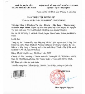 Giấy triệu tập bà Nguyễn Thị Quí, đã qua đời, đi dự tòa