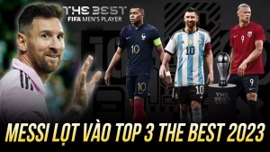 Messi tranh giải The Best 2023 cùng Mbappe và Haaland - Ảnh: FIFA