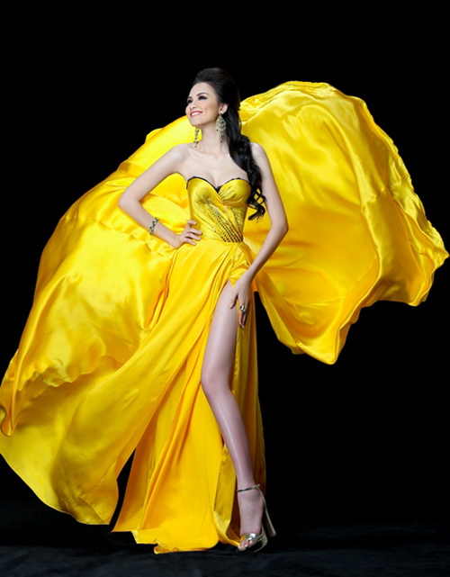 Đầm, váy dạ hội body màu vàng ánh kim sang trọng