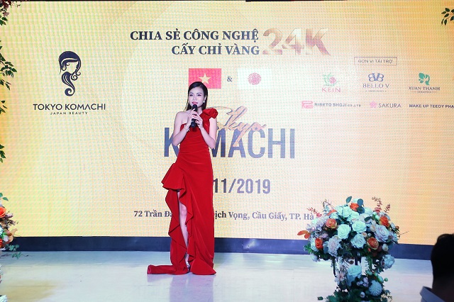 Bà Xuân Thanh – Phó TGĐ Công ty CP Thương Mại và Dịch Vụ Tokyo Komachi tại Việt Nam phát biểu tại chương trình